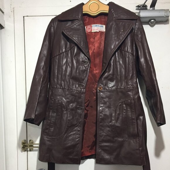 VINTAGE CUBALAN BELTED LEATHER JACKETS SIZE 10 - Picture 2 of 15